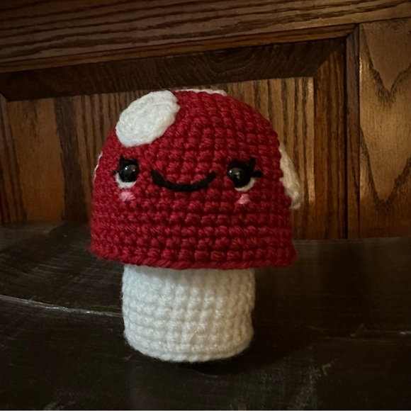 Crocheted mushroom baby rattle nursery decor - Picture 4 of 6